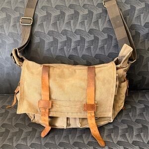 Unique Anime Augur brand Tan Canvas Messenger Bag